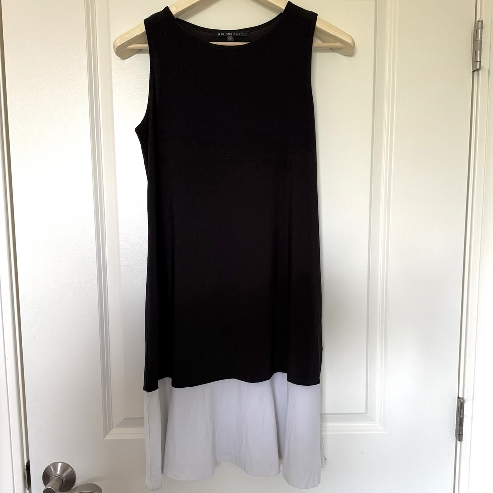 Nik and Nash Black White‎ Colorblock Sleeveless Midi Dress Small USA